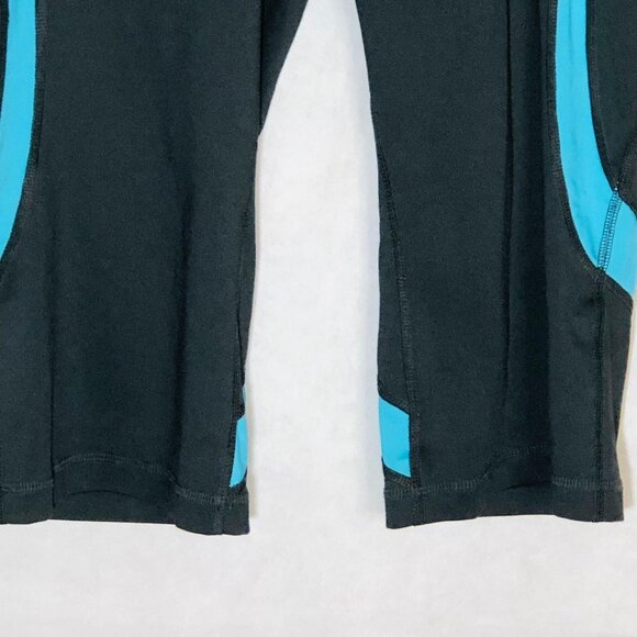 Tek Gear Active Capri Leggings Polyester Blend Blue Black Medium Waist 30" READ - Picture 3 of 10